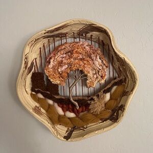 Vintage Fiber Art Mixed Media MCM Wall Art Neutral Natural Tones Hippycore Boho